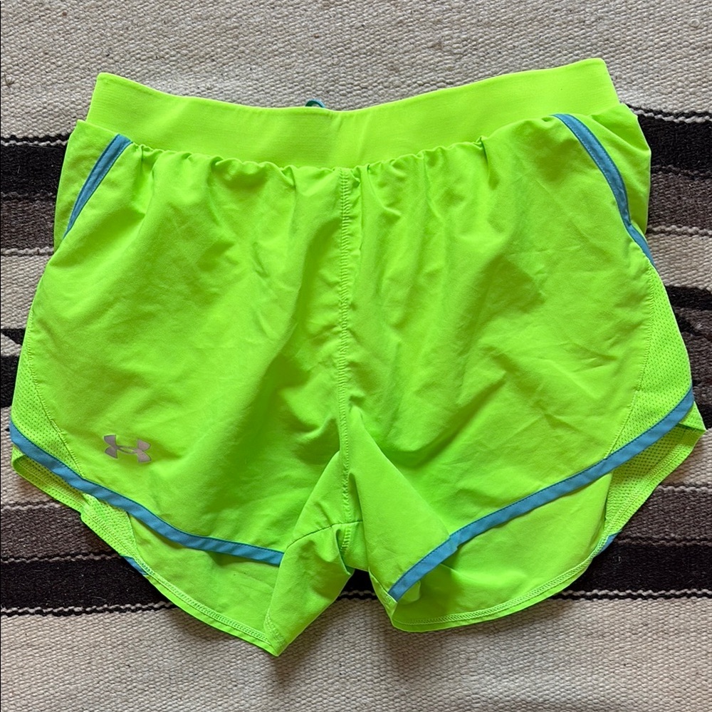 Under Armour neon green, running shorts